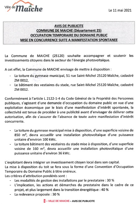 avis de publicité